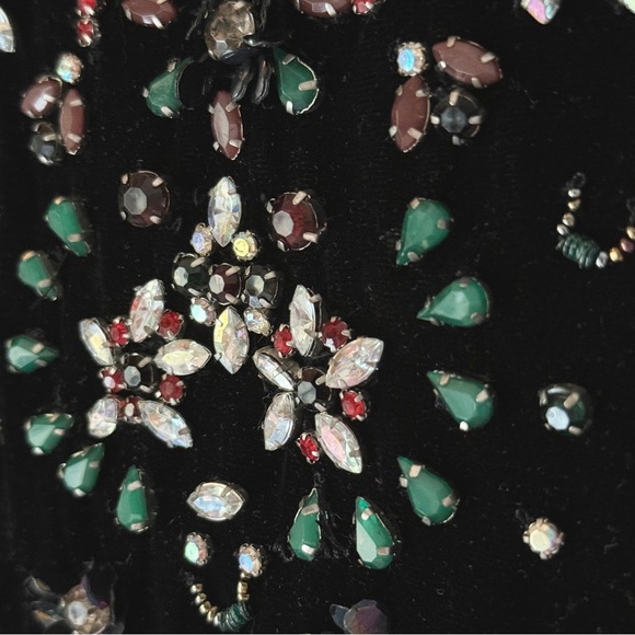 🖤 ECOTE BEADED BOHO DISCO COWGIRL VELVET BEADED WESTERN CUT OUT MINI DRESS - Picture 7 of 12